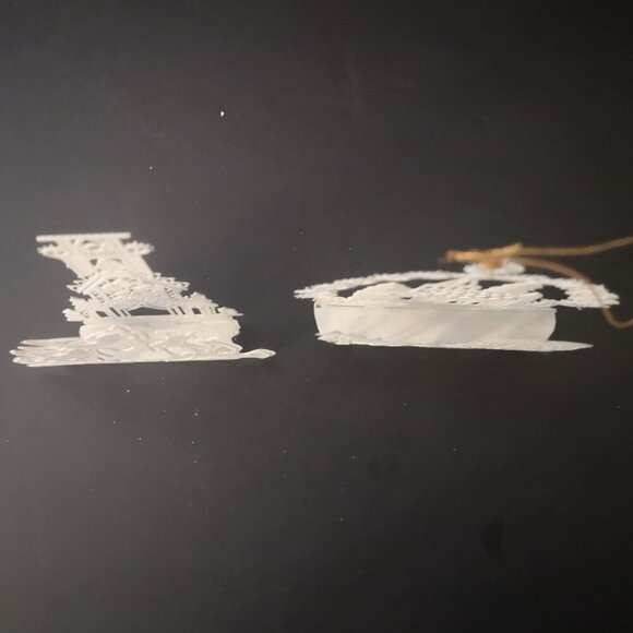 Set of 8 Christmas Winter Theme Metal Cutouts 6 White & 2 Gold Tone 2 - 3" High - Picture 4 of 4